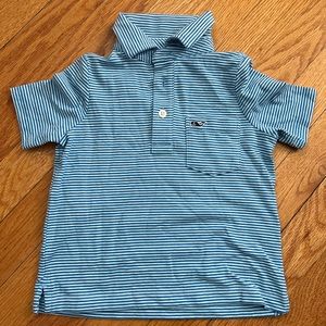 Blue and white striped vineyard vines 2T half button